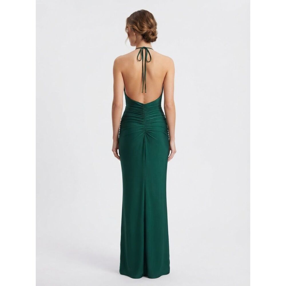 Lulus Emerald Green Ruched Maxi Dress XS